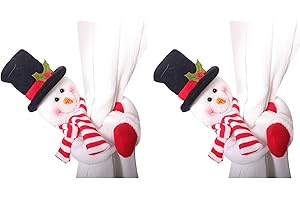 Festive Snowman Window Holders Pair of Fabric Curtain Clips for Christmas Tree & Home Decor Christmas Snowmans Curtain Clip