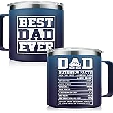 Dad Tumbler 14oz Insulated Coffee Mug with Handle Best Dad Ever Cup Stainless Steel Travel Tumblers Dads Gifts for Birthday Christmas Gift for Daddy Father from Daughter Son