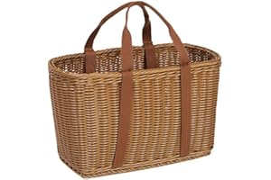 SHAPEAZY Wicker Shopping Basket with Handles – Reusable Handwoven Market Basket for Groceries, Farmers Market, Foraging, Picnic, Flower Gathering & Home Storage – Lightweight Wicker Tote (L)
