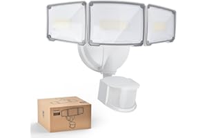 Philips 72W 7400LM LED Security Lights w/PIR Motion Sensor Outdoor, 5000K Daylight Dusk to Dawn Aluminum Flood Light, 3 Adjustable Heads, Waterproof for Garage, Yard, Porch