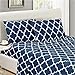 Mellanni Queen Sheets Set - 4 PC Iconic Collection Bedding - Hotel Luxury, Extra Soft, Cooling Bed Sheets - Wrinkle, Fade, Stain Resistant (Queen, Quatrefoil Navy Blue)