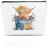 Western Cosmetic Bag Highland Cow Gifts Western Stuff Western Gifts for Women Cowgirl Her Farm Girls Sister Cow Print Stuff Floral Makeup Bag Travel Organizer Mothers Day Graduation Birthday Gifts