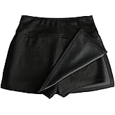 OYOANGLE Women's High Waist Faux Suede Short Skirt Side Split Skort Bodycon Mini Skirt