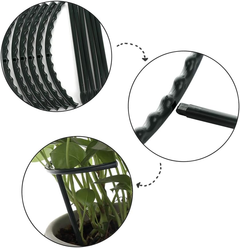 16 Supporti Per Piante Rampicanti 4 Misure | Tutori In Plastica Verde E Nero Per Piante Da Interno - 2