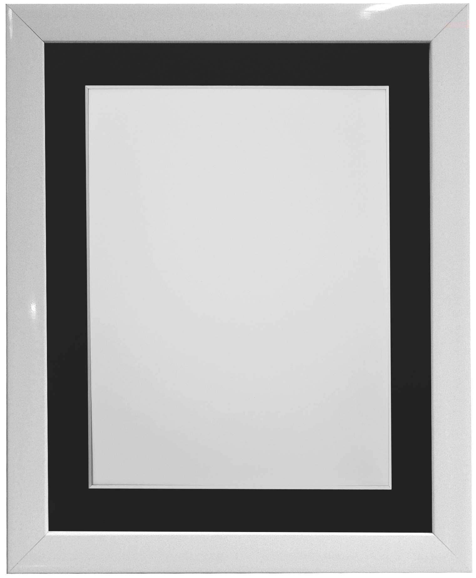 FRAMES BY POST 0.75 Inch White Picture Photo Frame With Black Mount 6 x 4 Image Size 4 x 3 Inch Plastic Glass