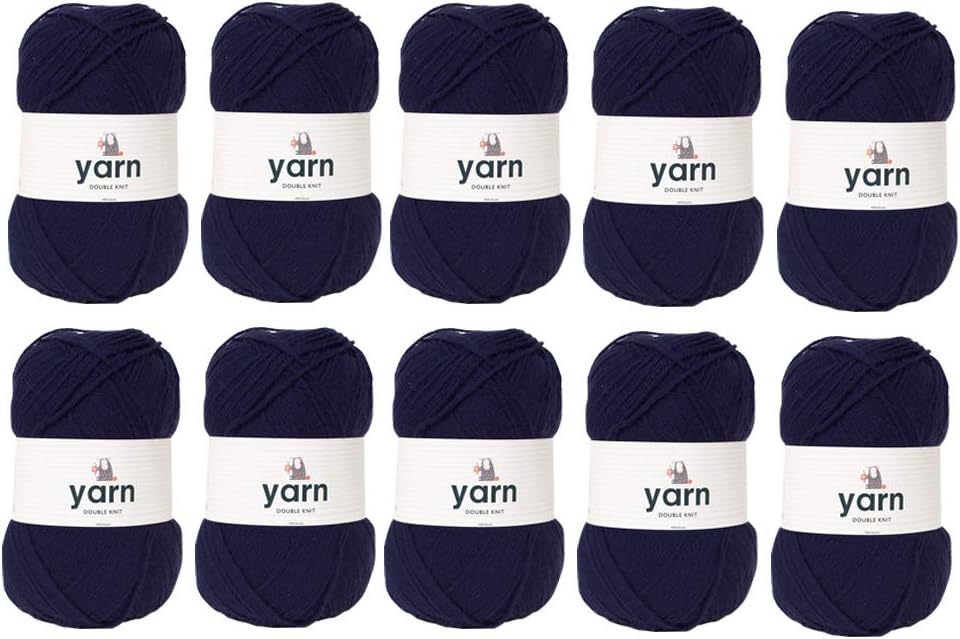 Korbond Yarn Bulk Pack Bundle (Navy Blue) — Contains 10 x 100g Skeins