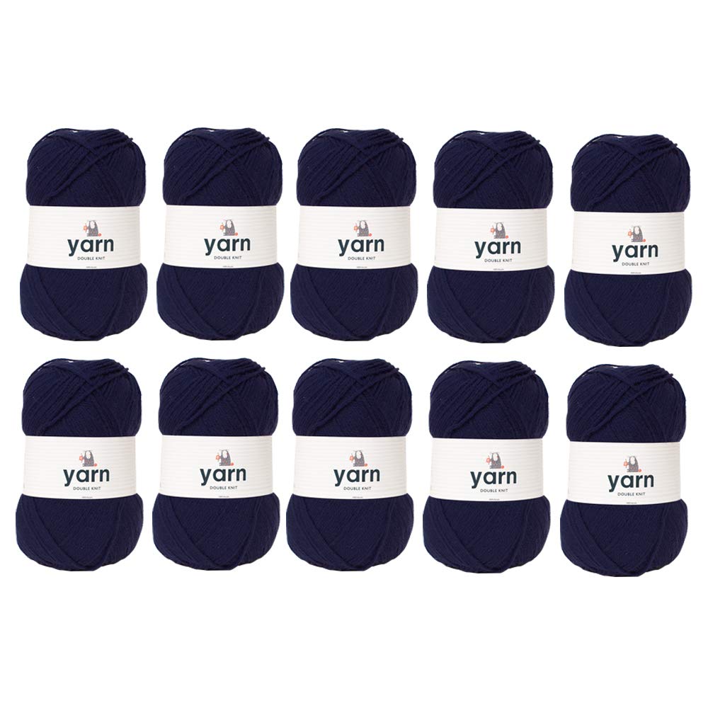 Korbond DK Navy Yarn - 10 x 100g Acrylic Wool - Lightweight, Hypoallergenic & Durable Double Knit Crochet Yarn Knitting Wool (2900m Total)