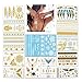 Terra Metallic Tattoos,Konsait 12 Sheets 174 Designs - Jewelry Mandala Mehndi BohoTribal Body Art Indian Tattoos Gold Silver White for Hawai Beach Pool Party Favors Bachelorette Wedding Supplies