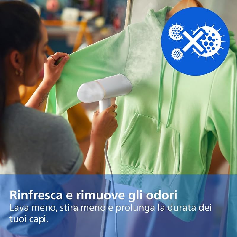 Philips 3000 Ferro da Stiro Verticale a Vapore Pieghevole, 20 g/min, 1000W