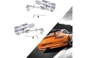 Yumfugu Pack-2 Turbo Sound Whistle Simulator, 4.05In x 2.32In Aluminum Turbo Sound Whistle Exhaust Muffler Sound Booster, Car Roar Maker Tail Pipe Whistle, Car Universal Styling Accessories (Silver)