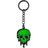 DIOWUS Glow In The Dark Skull Keychain, Gothic Punk Green Enamel Halloween Key Ring For Keys And Backpack Accessories