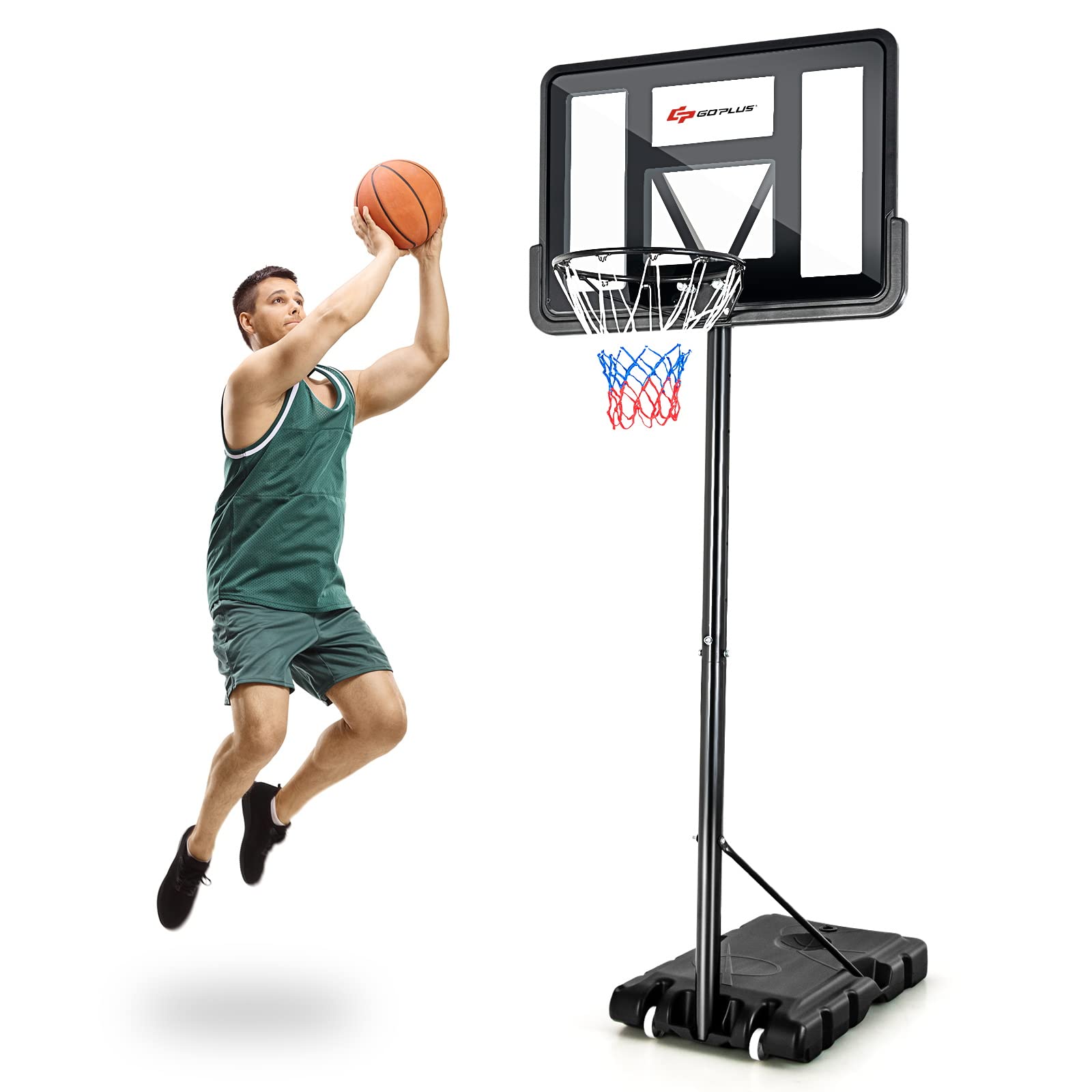 Goplus Portable Basketball Hoop Outdoor, 4.5FT10FT Height Adjustable Basketball Goal System