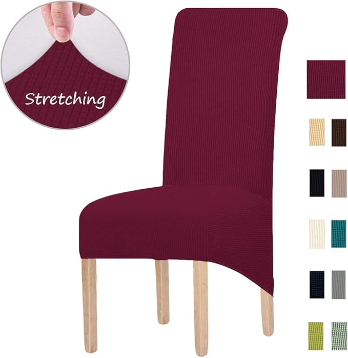 KELUINA Elastic Spandex XL Chair Covers for Dining Room Chairs,Jacquard