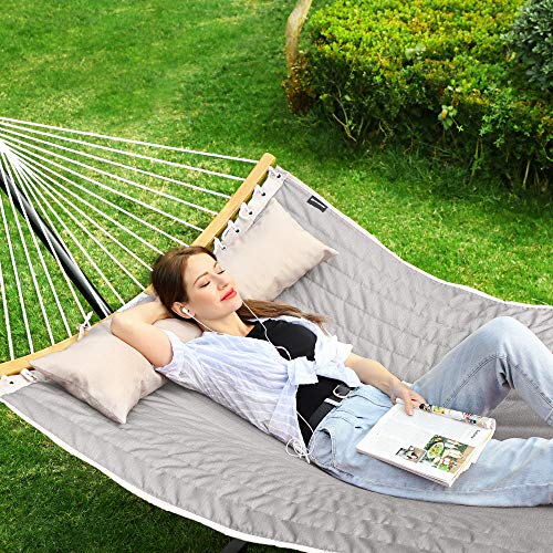 SONGMICS Hängematte für 2 Personen, gepolstert, Outdoor Hängematte mit trennbaren Bambusstangen, Camping-Hängematte mit… – Bild 3