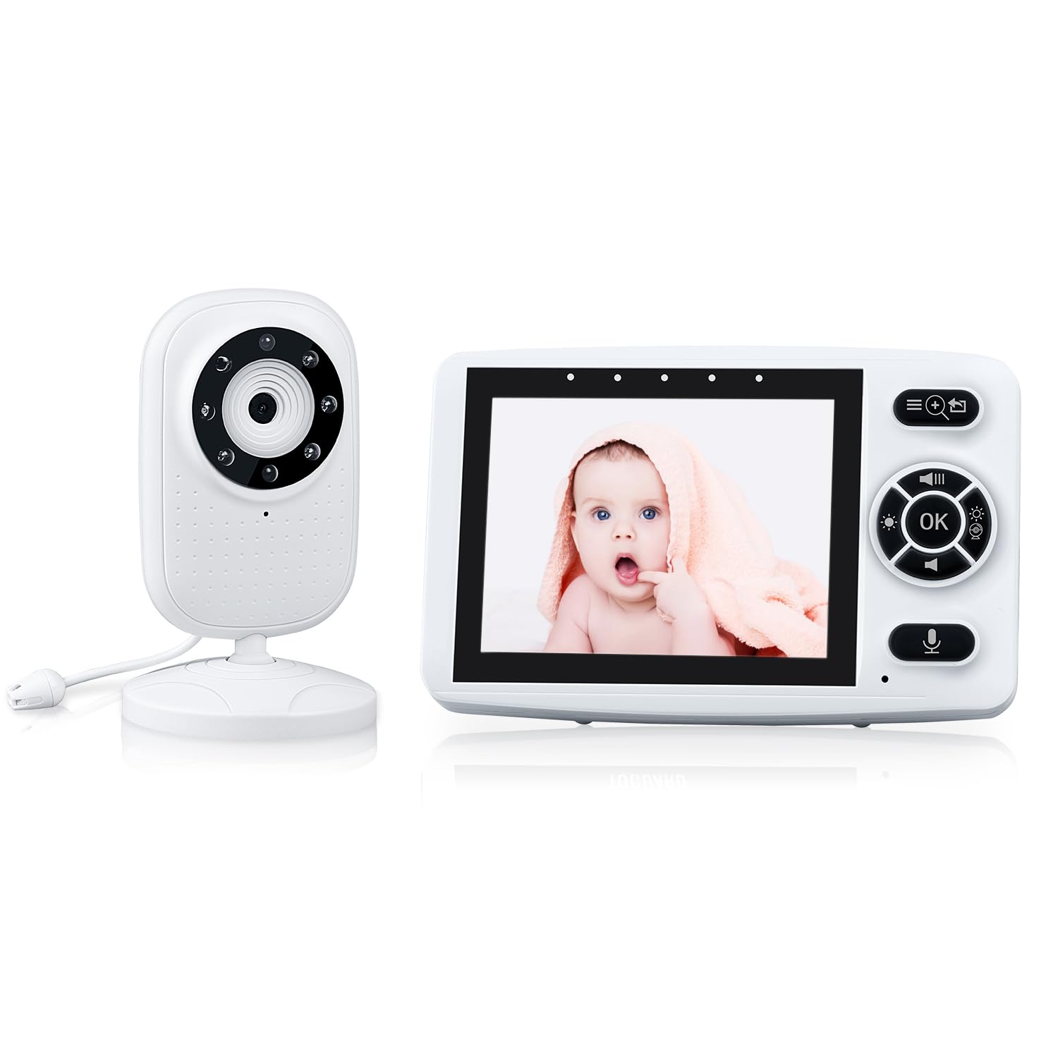 HELMOP Baby Monitor, 3.5 Inch HD Screen Wireless Video Baby Monitor with Camera, Infrared Night Vision Temperature Monitoring VOX Mode& 2 Way Audio Baby Monitor