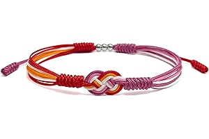 HARACRAFT Infinity Love Bisexual Pansexuality LGBTQIA+ Pride Lesbian MLM Love Wrist Wrap Bracelet, Boho Rope Bracelet Bangles for Women Men Thread for Him and Her