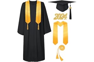 FIHCH Unisex Matte Graduation Cap and Gown Tassel Stole Honor Cord Set 2024 for High School and College