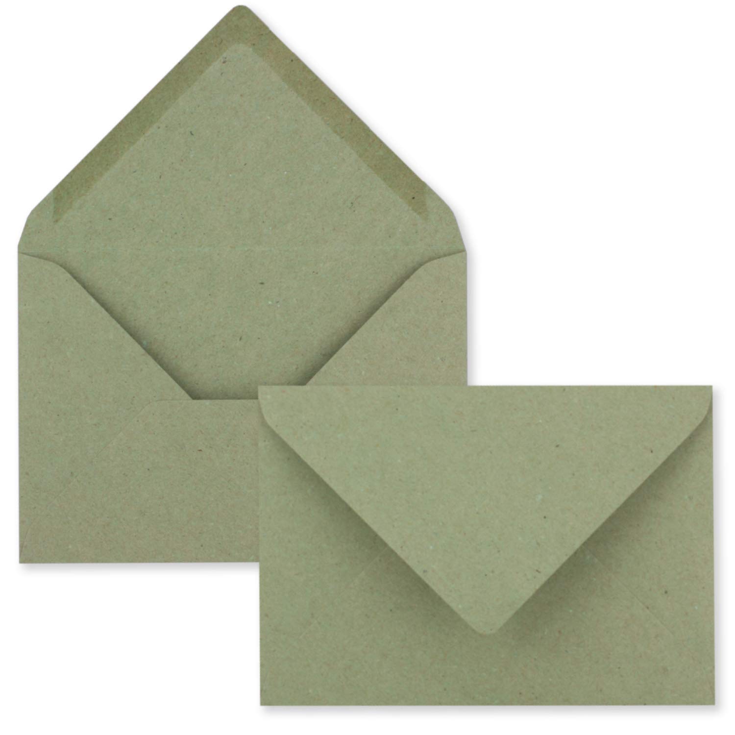 FarbenFroh® Envelope with Pointed Flap, DIN C7, Wet Seal, Small Blank Envelopes, Mini Envelopes, Ideal for Christening, Birth, Christmas and Gift Cards 50 Pieces 230 - Green
