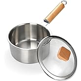 Amafox Stainless Steel Saucepan with Glass Lid, Uncoated Non-Toxic Sauce Pan Rivetless with Staly-Cool Handle, Induction Base 1.5QT Sauce Pot for Most Cooktops, Dishwasher Safe