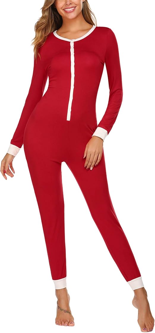 Womens Onesie Ladies Pyjamas One Piece Jumpsuit Pajamas Thermal