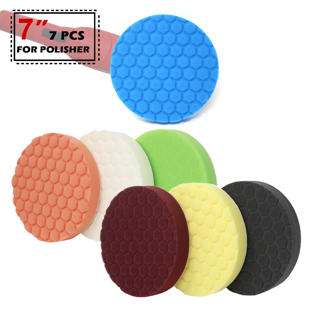 Toolman Hook Loop Wave Sponge Wheel 7pcs 7 For Polishing Waxing