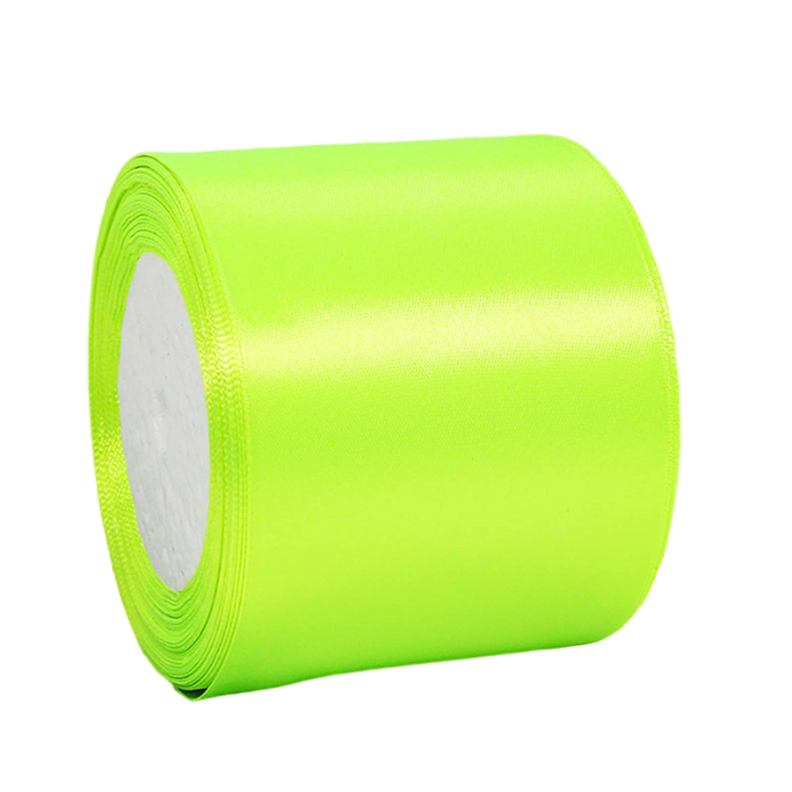 75mm Wide Thick Fluorescent Green Ribbon for Gift Wrapping,22m 3Inch Large Fabric Satin Ribbon Green Bow for Gift Wrapping,Ribbons for Crafting,Hair,Wedding Car,Presents,Cake,Christmas Decorations