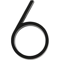 Distinctions Floating House Number 6 - 5-Inch Black Zinc Address Numbers With Mounting Hardware