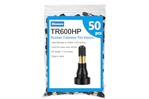 Riseuvo 50 Pcs TR600HP High Pressure Tire Valve Stems - Heavy-Duty Rubber Snap-in Valve for 0.453" Rim Hole, Fit for Trucks, Trailers, Cars, Motorcycles