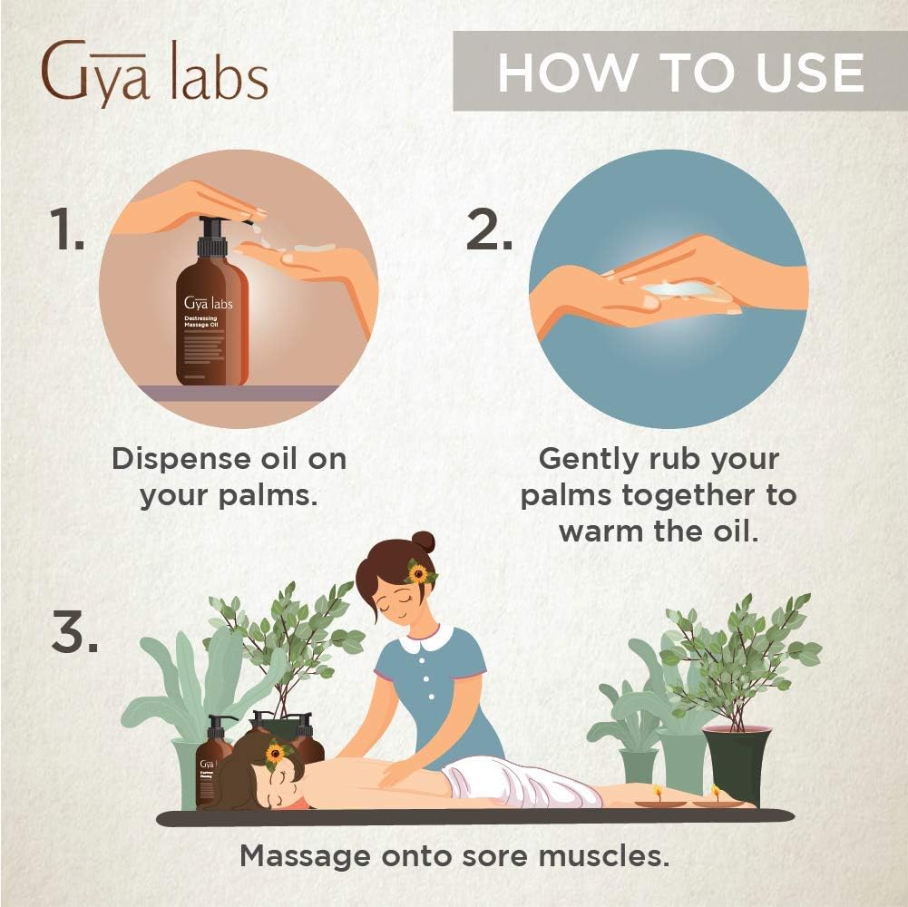 Gya Labs Soothing Massage Oil for Sore Muscles & Stress Relief-Eucalyptus, Peppermint & Organic Argan Infused Body Oil for Pain Relief-100% Pure & Natural Massage Lotion for Massage Therapy-6.76 fl.oz: Health & Personal Care