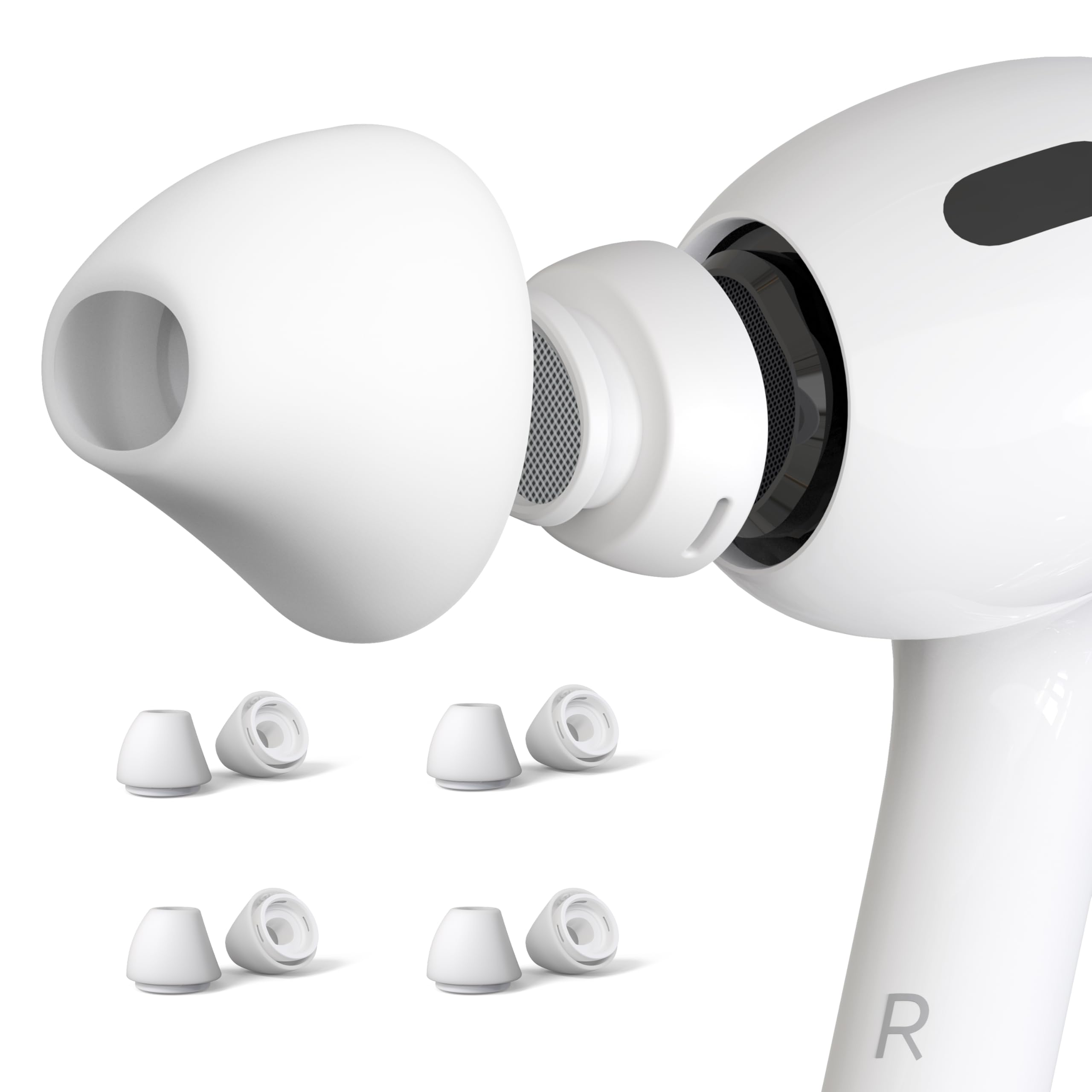 Photo 1 of 4 Pairs Ear Tips for AirPods Pro 1 & 2 [Relief Pain] [Fit in Case] Noise Cancellation Add Grip Sport Earbuds Extra Small/Small/Medium/Large (Mix Sizes)