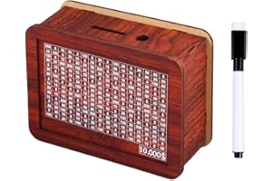 orimetre Creative Wooden Money Vault – 10K Dollar Cash Savings Challenge Box with Numbers, Large Cashbox, 10000 Money Box Sav