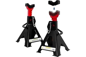 FITHOIST 3 Ton Jack Stands Heavy Duty (6,600 LBs Capacity), Car Jack Stand for Trucks with Double Pin Locking & Rubber Pads, 11.22"-16.54" Adjustable for Garage, Home, Vehicle Lifting, 1 Pair Black