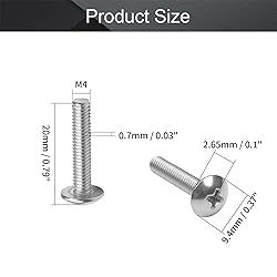 MroMax 30Pcs M4 x 20mm Truss Head Phillips Machine
