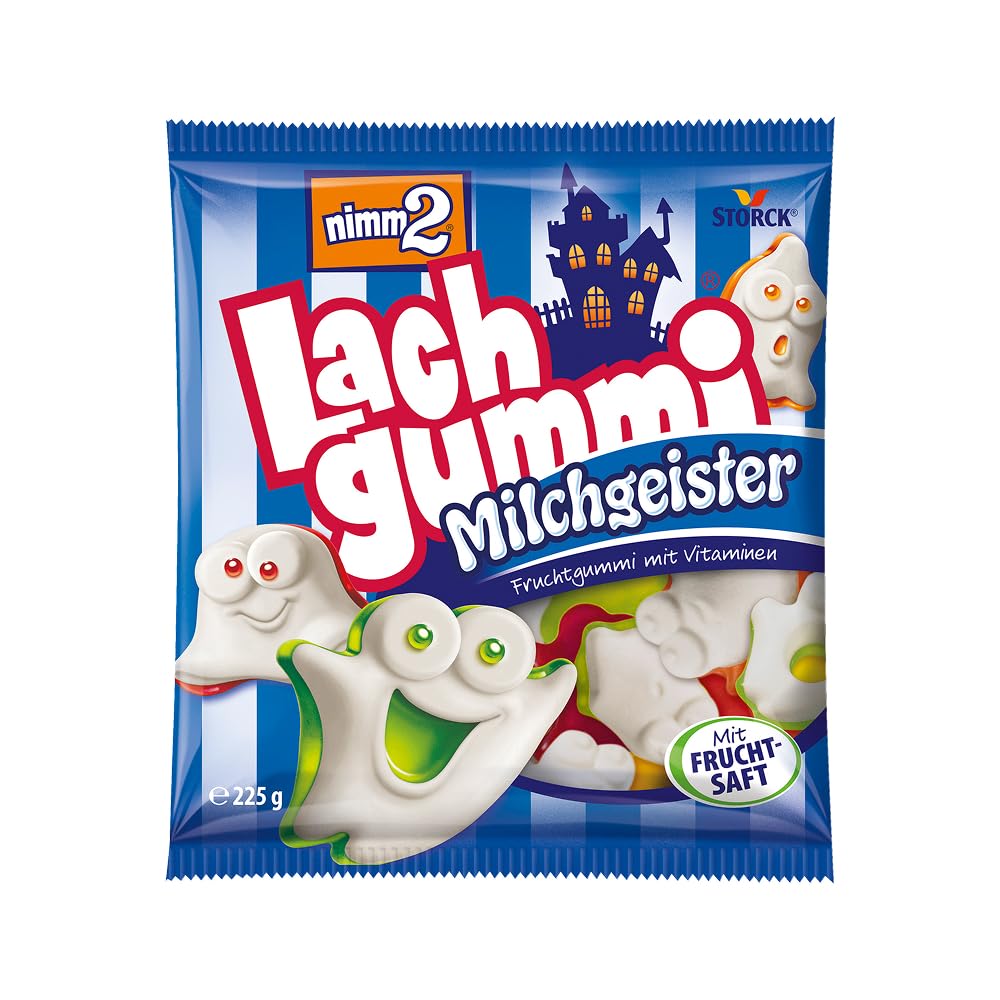 nimm2 Lachgummi Milchgeister – 1 x 225 g – Fruchtgummis mit Fruchtsaft, Vitaminen und Milch – Süßigkeit in sechs Geschmacksrichtungen
