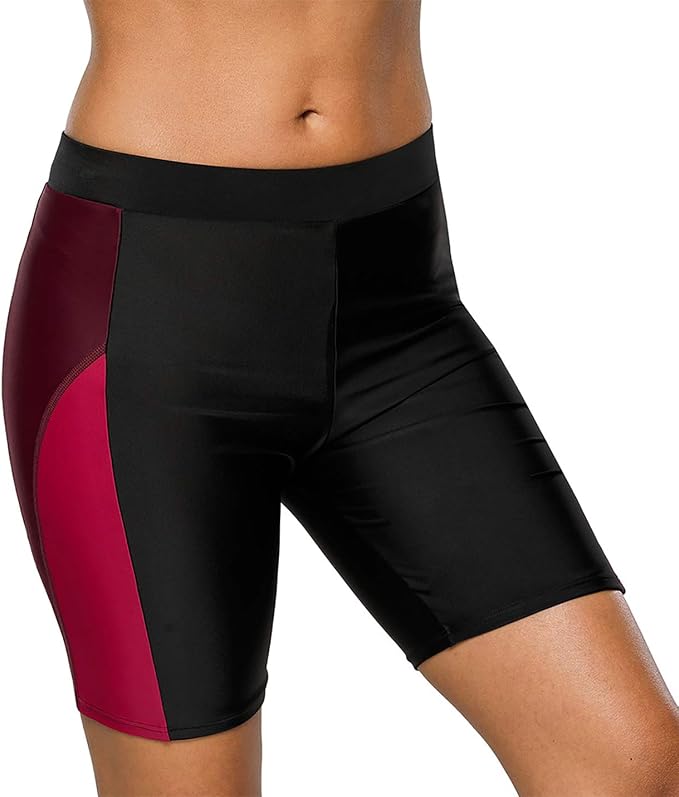 IKIIO Biquíni feminino de cor contrastante, short de banho atlético ...