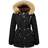 FASRYKOC Women's Fur Hood Winter Parka Thicken Winter Jacket Coat Hooded Puffer Coat with Removable Fur Trim