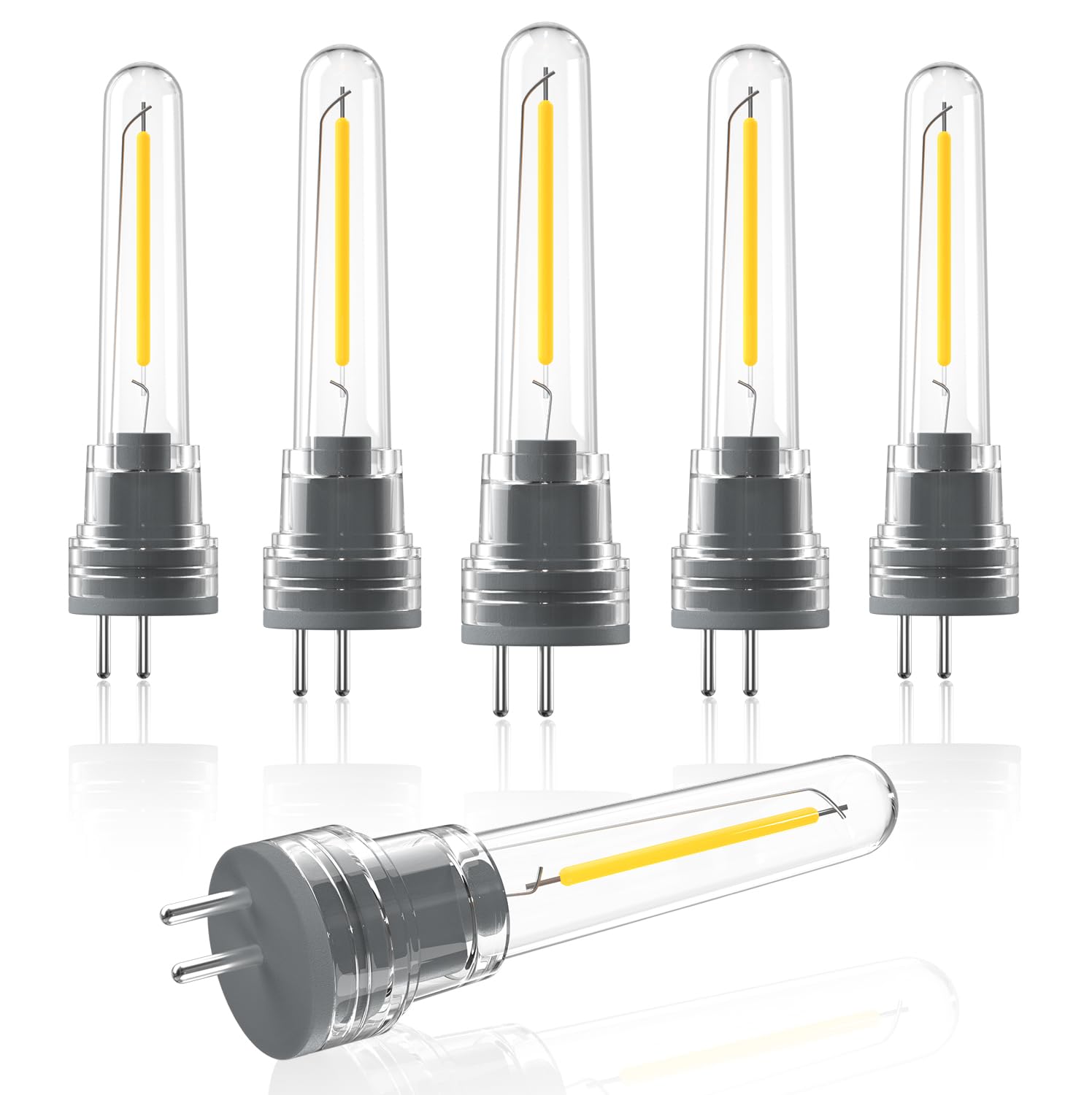 Luxvista S14 LED Bulb Outdoor Plug in, 1W Spare LED Filament Light Bulb Warm White 2700K, 2Pin-S14 Replacement Bulbs for Outside String Lights, 6-Pack