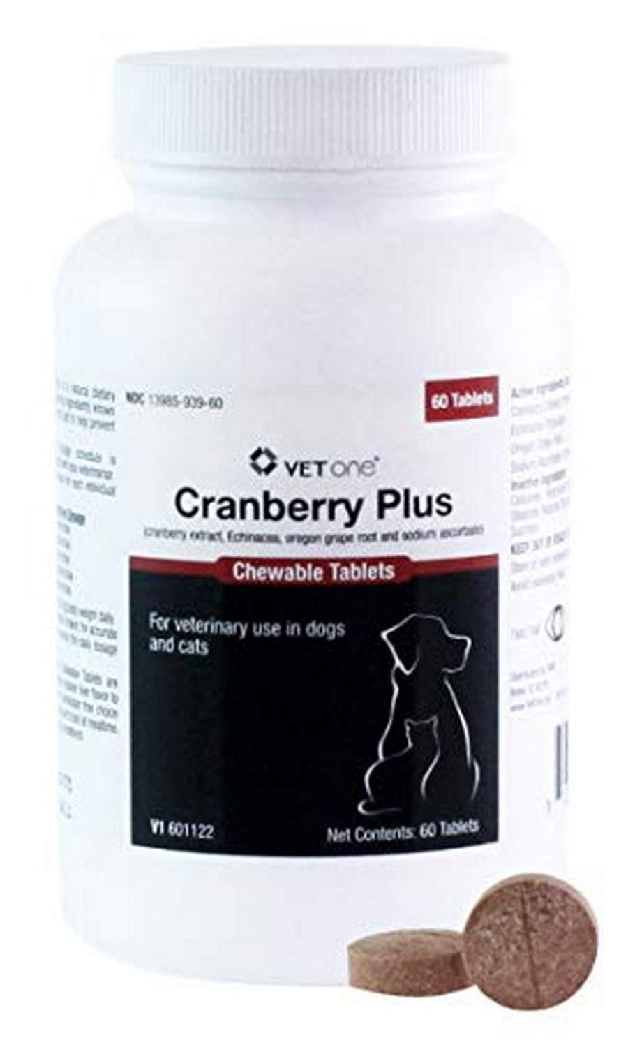 Vet One Cranberry Plus for Dogs & Cats - Urinary Tract & Bladder Support - 60 Chewable Tablets