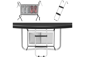 Gardenature Trampoline Ladder, 2 Steps with Wide Step, Trampoline Steps with Storage Bag, Trampoline Accessories for Kids,Silver