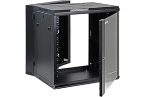 AEONS 12U Signature Double Section Wall Mount 19-inch networking IT Cabinet Enclosure Hinged Swing Out 22-inch depth Glass door (Fully Assembled)