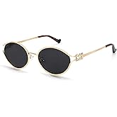 BOTEN Retro Oval Sunglasses for Women Men Small 90s Sun Glasses Trendy Gold Frame Round Shades Cute Designer Sunnies