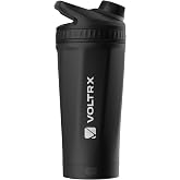 VOLTRX ChillMix Shaker Bottle Insulated Stainless Steel - USB C Rechargeable Electric Protein Shake Mixer, Shaker Cups for Protein Shakes and MealReplacement, Chrome Steel