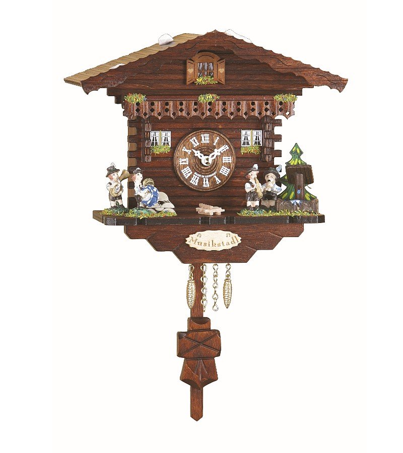 ISDD Kuckulino Black Forest TU 2032 PQ Miniature Clock with Quartz Movement and Cucus Call Walnut