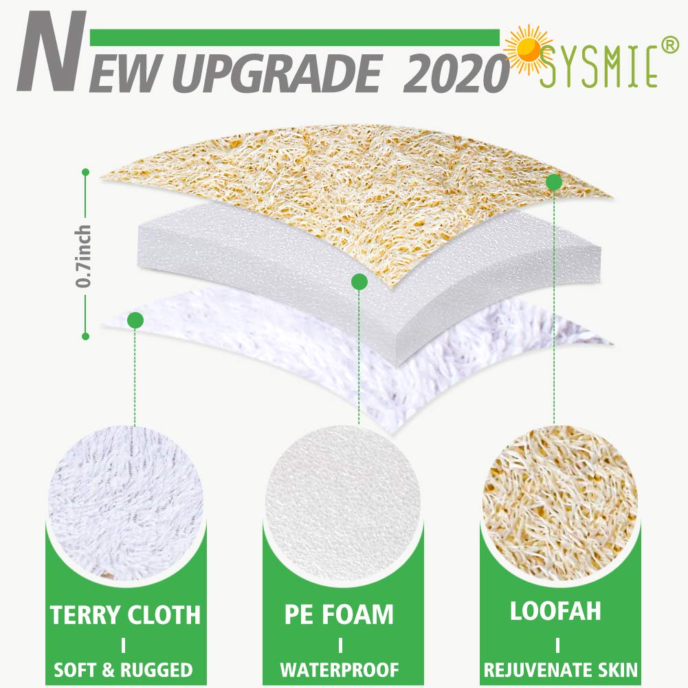 3 Packs Exfoliating Loofah Sponge Pads,Large 5”x 7”-100% Natural Luffa and Terry Cloth Materials,Premium Loofa Sponge Scrubber Body Glove Close Skin for Men and Women,Perfect for Bath Spa and Shower: Beauty