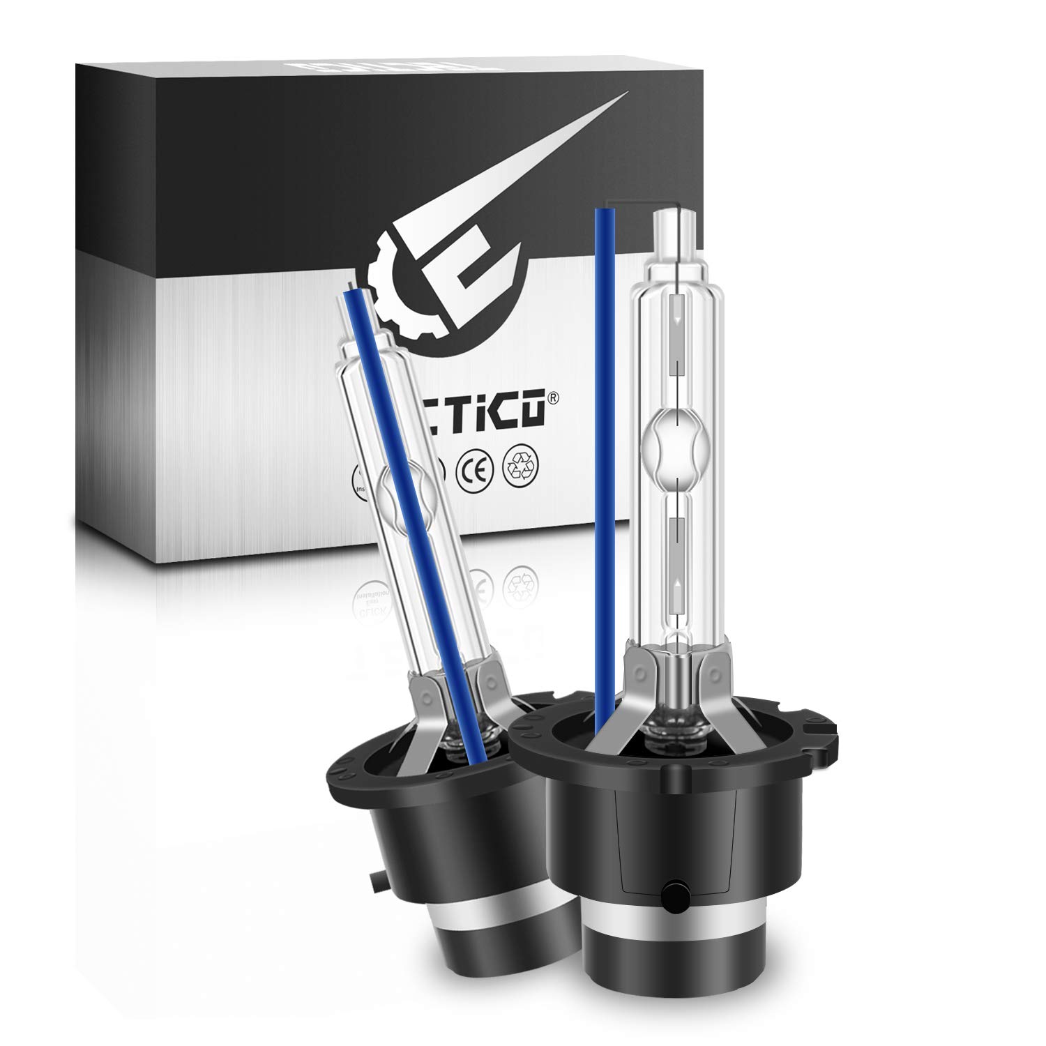 TECTICO D2S Xenon Bulbs 35W 8000K Cool Blue +300% Ultra Bright Bi HID Conversion Kit Xenarc Headlight Upgrade Bulb, 2 Lamps
