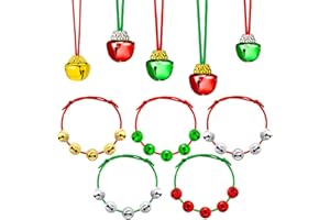 yfstyle Christmas Bell Necklaces Believe Bell Necklaces Christmas Necklace and Bracelet Set Adjustable Christmas Bell Bracelet Red Green Jingle Bell Necklaces Bell Ornaments for Christmas Party