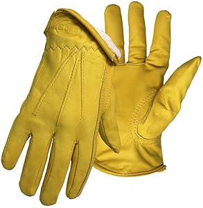 Boss Gloves 6133L Cotton Thermal Grain Cowhide Leather Driver, Large