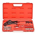 IWISS Angle PEX Crimping Tools Combo Kits for 1/2" & 3/4" Pex Crimp Rings with Go/No-Go Gauge with PEX Pipe Cutter Suits for All US F1807 Standards Copper Rings