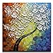 Asdam Art Paintings, White Flower Wall Art Abstract Tree Canvas Painting Home Wall Artwork for Living Room Framed 32x32 Inch