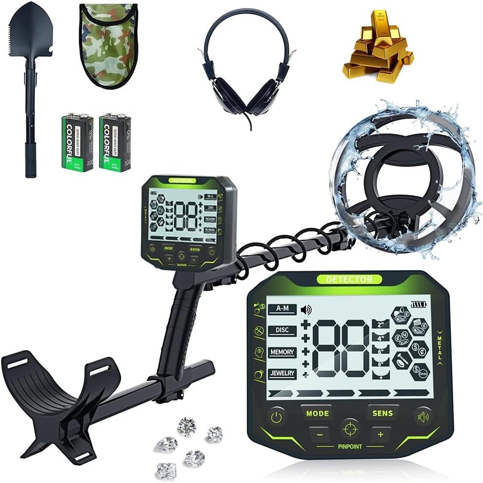 Detectores de Metales, Detector de Metales Profesional para Adultos, Pantalla de Cristal Líquido de Alta Definición, Buscador de Tesoros de Alta Sensibilidad, 5 Modos, Longitud Ajustable (56-93) cm